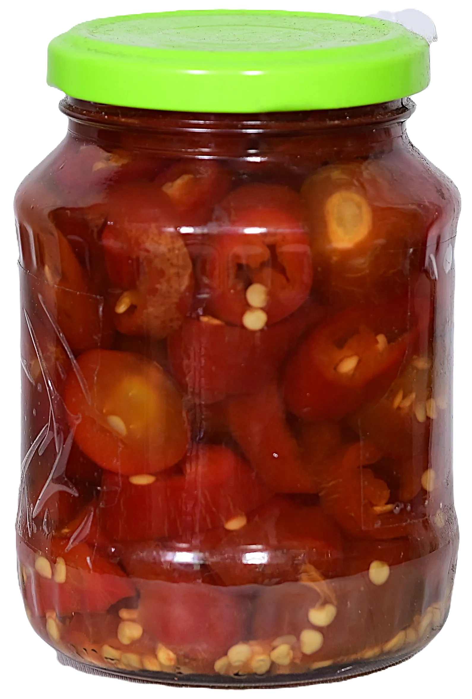 Red jalapeno pickle jar