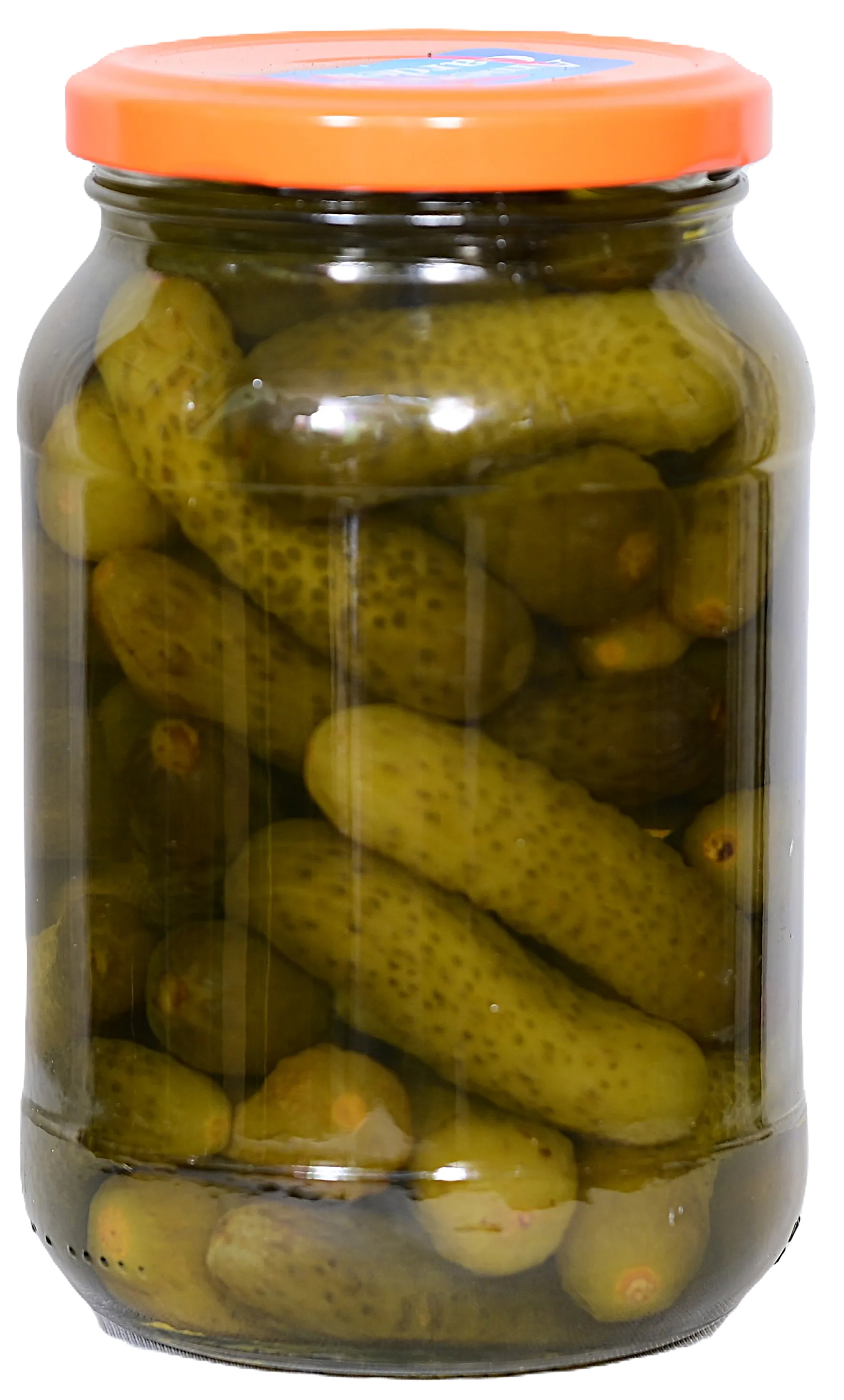 Sweet gherkins pickle jar